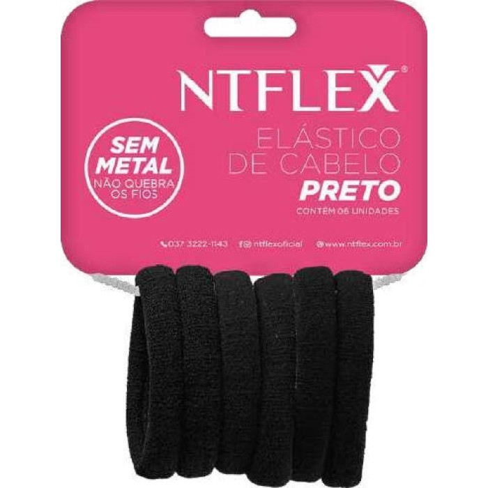 ELASTICO PARA CABELO PRETO 6 UN (IMP) 01PCT06UN NT FLEX