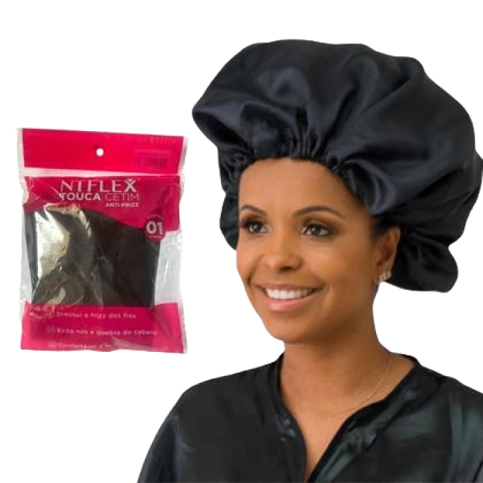 TOUCA MAX ANTI FRIZZ ALTO BRILHO CETIM (PRETA) UN NT FLEX