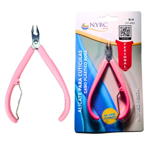 ALICATE PARA CUTICULA CABO PLASTICO ROSA
