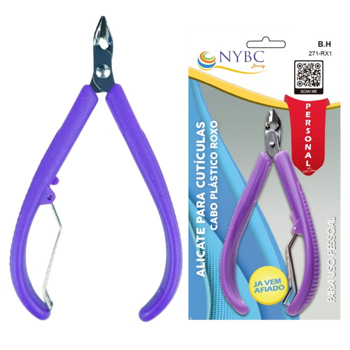 ALICATE PARA CUTICULA CABO PLASTICO ROXO