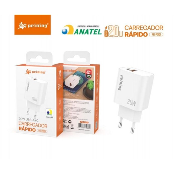 FONTE CARREGADOR  USB/TIPO C ENTRADAS REF: PEI-PD101